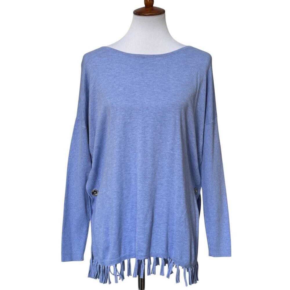 Lilly Pulitzer Coolmax Periwinkle Ramona Fringe Sweater Boatneck Women's Medium